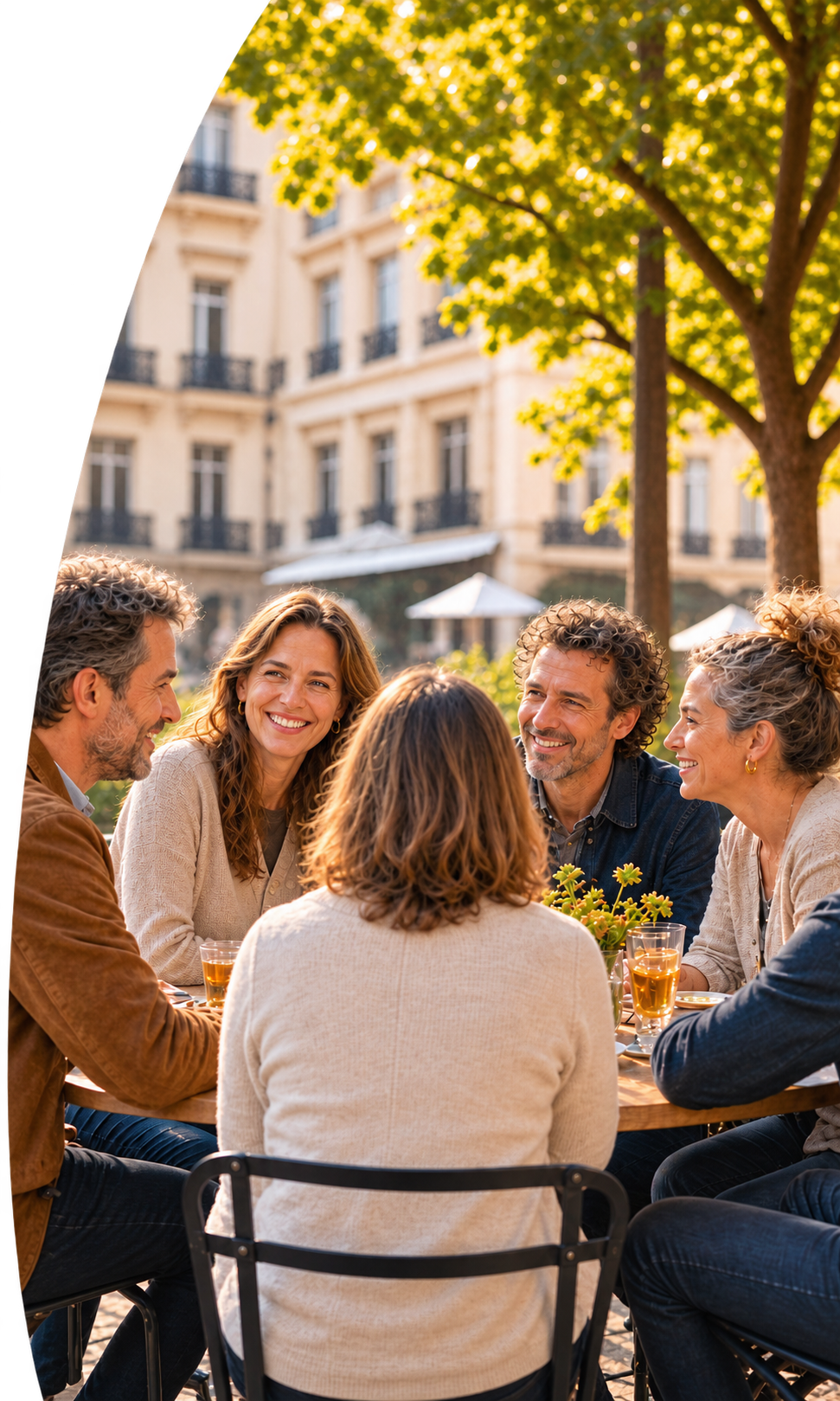 A group of friends meeting around a table