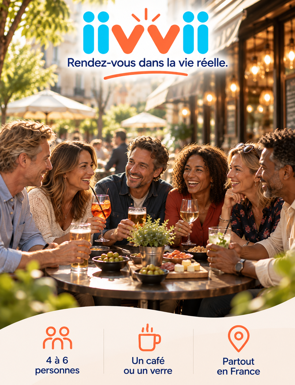 Un petit groupe partage un moment autour d'un cafe